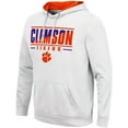 thumbnail image 2 of Men's Colosseum White Clemson Tigers Slash Stack 2.0 Pullover Hoodie, 2 of 3