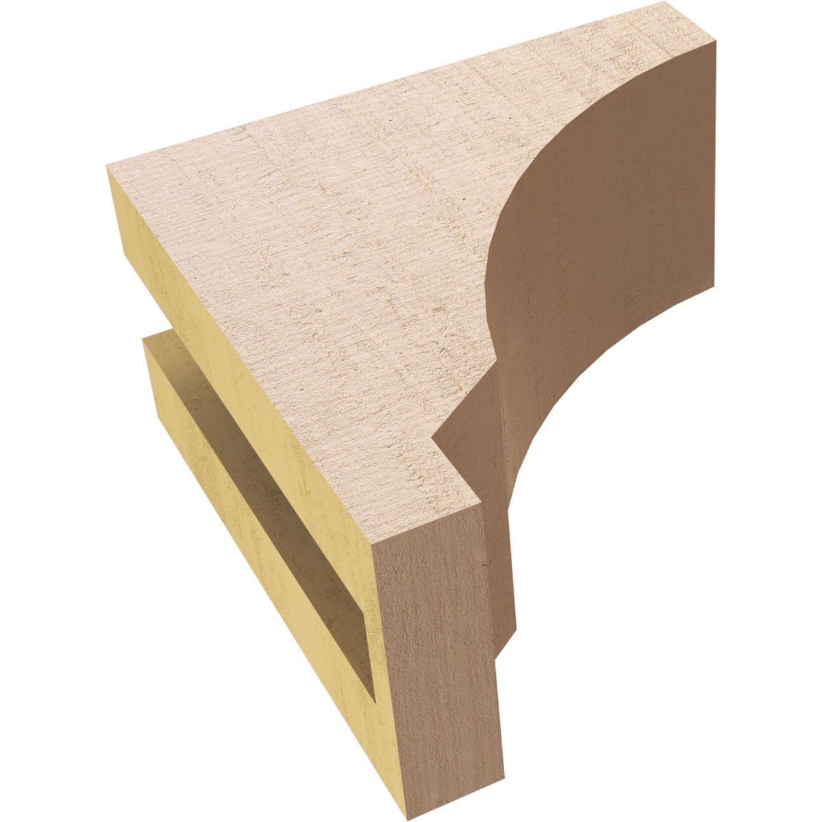 3"W x 6"D x 6"H Classic Moab Rough Cedar Woodgrain TimberThane Corbel, Primed Tan