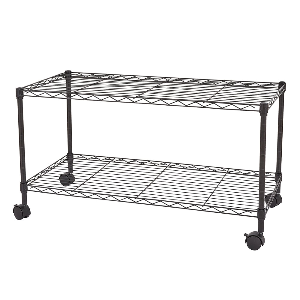 2 Tier Heavy Duty Commercial Grade Utility Cart, Wire Rolling Cart