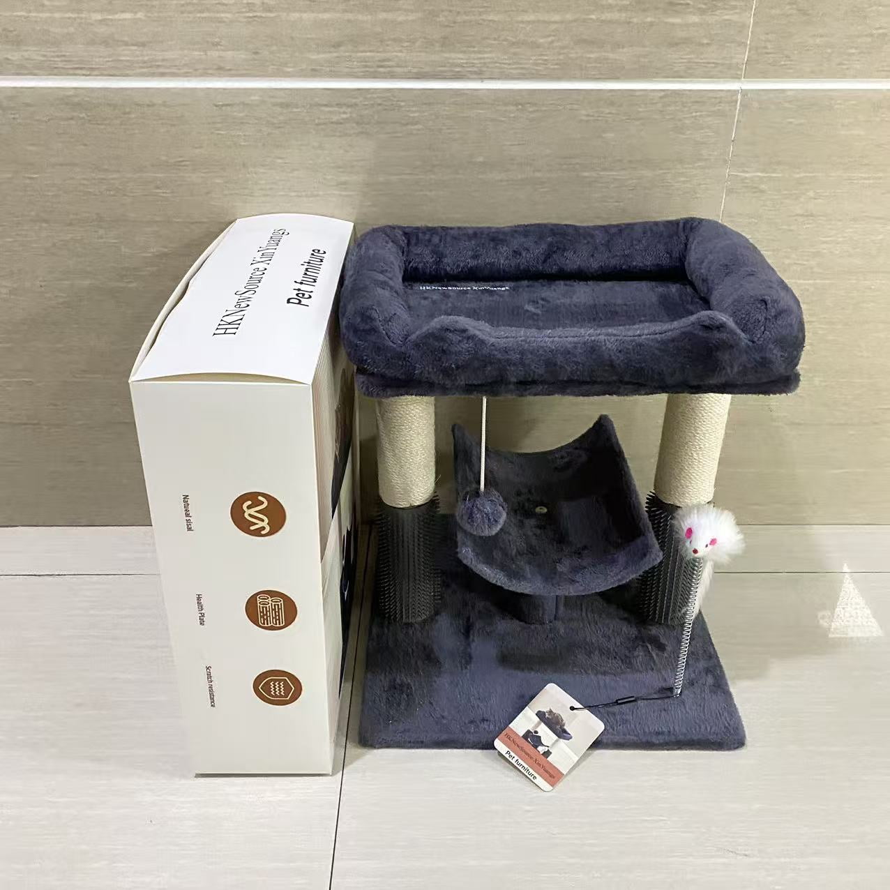HKNewSource XinYuangs Pet furniture,Cat Tree Tower for Indoor Cats, Tall Cat Scratching Post with Large Bed for Maine Coon Big Cats, Stable Cat Stand, Removable Cover-Gray
