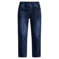 thumbnail image 6 of Cutuoiiu Womens Comfortable Denim Bottoms Solid Color Elastic Waist Straight Leg Cropped Jeans Relaxed Fit with Functional Pockets Casual Pants for All Season Daily Wear, 6 of 8