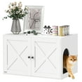 thumbnail image 1 of PawHut Cat Litter Box Enclosure, Hidden Washroom Furniture w/ Doors, White, 1 of 10