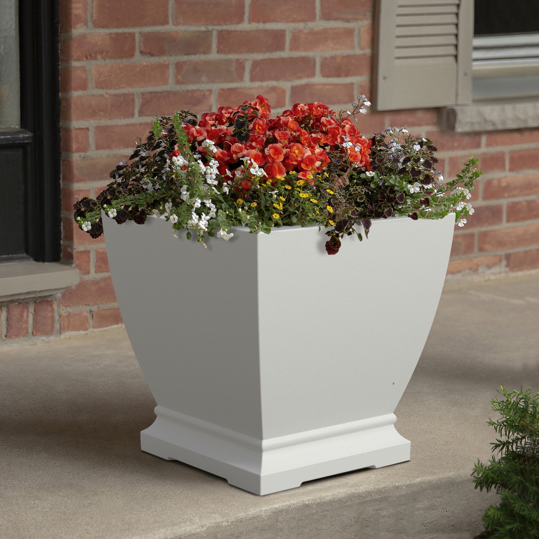 Acadia 20” x 20” x 20” Square White Self Watering Plastic Planter
