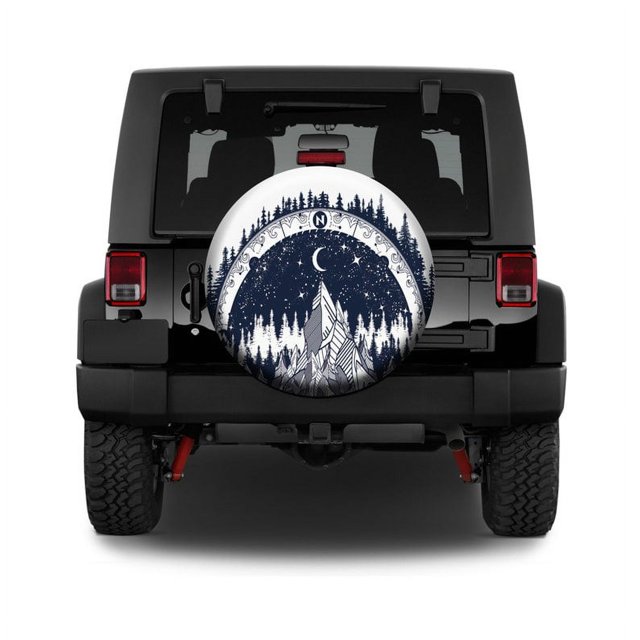 Mountain Road With Compass Tire Cover 4WD 4x4 SUV Navigation Spare Wheel Protector Land Cruiser Prado 14-17h