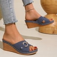 thumbnail image 6 of NOKIO Wedge Sandals for Women Open Toe Wedge Heels Womens High Heel Sandal Round Toe Heeled Wedge Sandals Wood Grain Slip on Wedge Mules Hollow Casual Slippers, 6 of 8