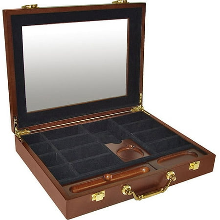Trademark Poker 240 Capacity Premium Wood Poker Chip Case with Cigar Tray