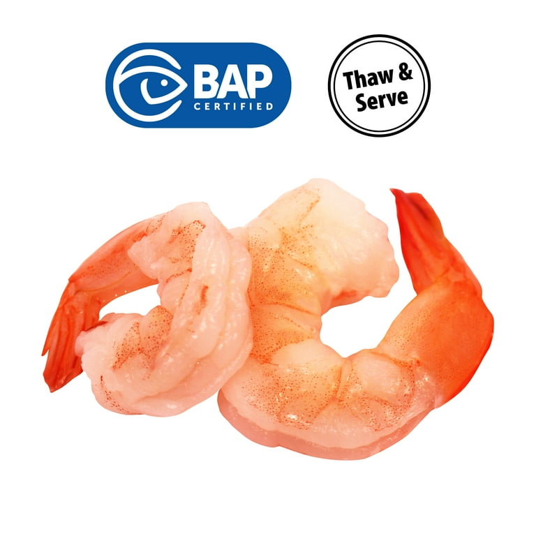 Great Value Frozen Cooked Medium Peeled & Deveined Tail-on Shrimp, 12 oz Bag (41-60 Count per lb)