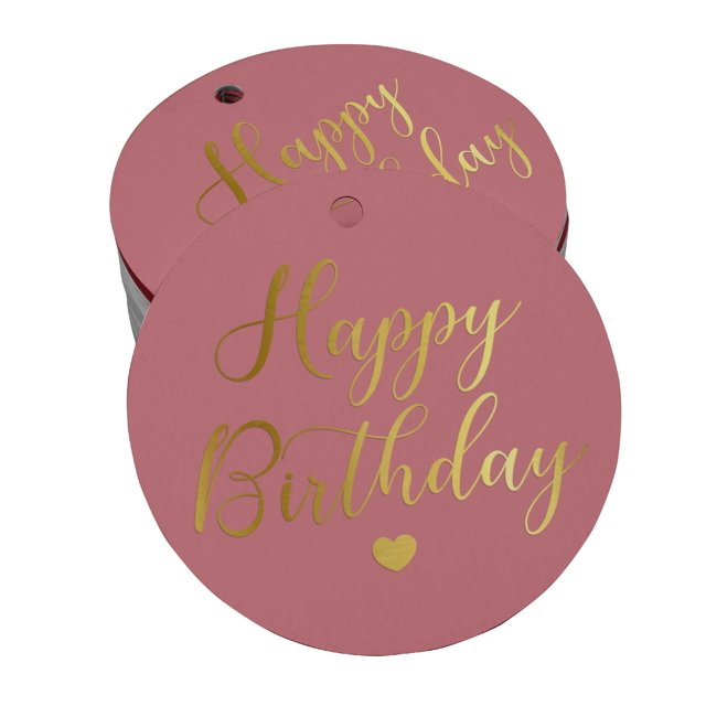 Inkdotpot Happy Birthday Bottle Tag Real Gold Foil Favor Hang Tags Pack Of 50