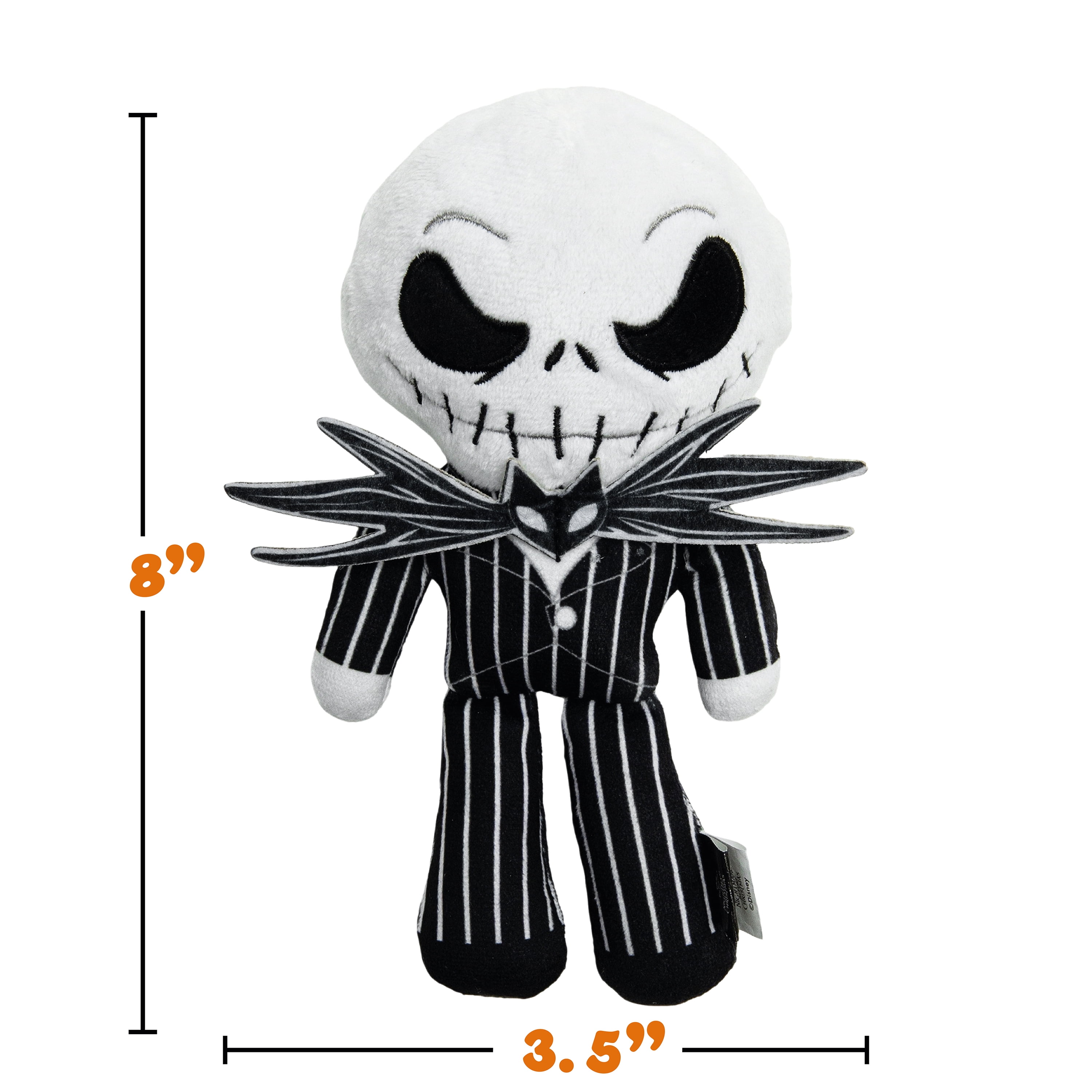 Disney The Nightmare Before Christmas Jack Skellington Plush Dog Toy, Squeaky Dog Toys with Built-In Crinkle