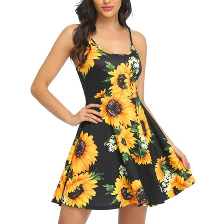 

dmqupv Summer Midi Dresses Casual Strap Adjustable Skirt Dress Women s Flower Beach Shoulder Midi Dress for Women Casual Summer Gold Medium