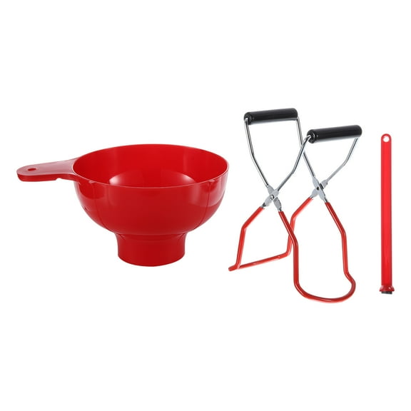 Uxcell Canning Tools Kit Includes 1Pcs Funnel,1Pcs Jar Lifter,1Pcs Tongs Red