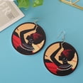 thumbnail image 2 of 2xFashion Circle Wooden Earrings Dangle Drop Black edge Salvador Pendientes de madera redondos, 2 of 10