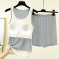thumbnail image 4 of Kaemgyyd Pajamas Set for Women Color Block Lounge Sets Crew Neck Tank Top with Shorts Soft Comfy Sleepwear（Gray,XX-Large）, 4 of 6