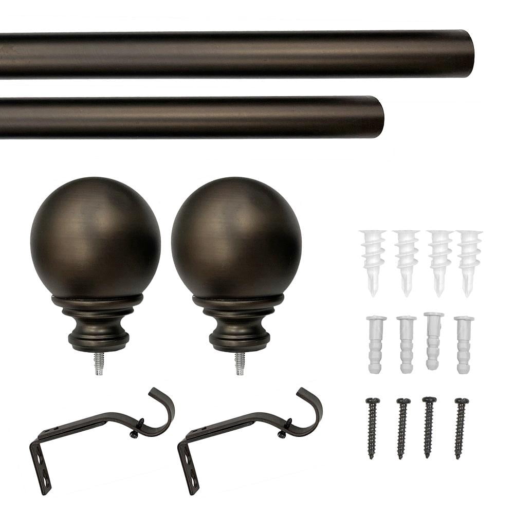Lumi 1" Oil Rubbed Bronze Ball Single Curtain Rod, 36-72"