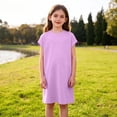thumbnail image 6 of UQJfacai Girls Short Sleeve Dress A-Line Loose Casual Shift Swing Summer Crewneck T-Shirt Dress with Pockets 5-14 Years, 6 of 9