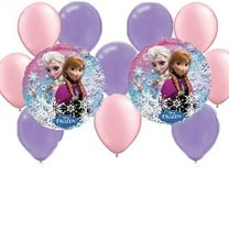 12 pc Disney Frozen Party Balloons: 2 Mylar 5 Pink 5 Purple Latex