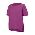 thumbnail image 6 of Lenpel Women's Plus Size Tops Short Sleeve Boat Neck Side Split High Low Cotton Linen T-Shirts Casual Loose Blouses, 6 of 7