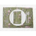 thumbnail image 1 of S4Sassy Green Blossom & Peony Floral Washable Placemats & Napkins Table Decor Dining Mats, 1 of 3