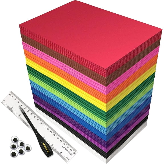 Assorted Color EVA Foam Paper 104 Pack, 8.5x5.5" Craft Foam Sheets for Kids Art Projects, Preschool Learning, Classroom Supplies & DIY Handcraft