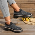 thumbnail image 4 of Rokment Women's Glitter Rhinestones Platform Walking Shoes Comfortable Slip on Socks Chunky Mid Heel Oxfords Casual Dress Fashion Sneakers Black Size 5.5, 4 of 7