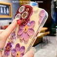 thumbnail image 2 of Floral Case for iPhone 15 Plus,Cute Colorful Retro Oil Painting Printed Flower with Glitter Bling Sparkly Camera Protector Soft TPU Protective Case for Girls Women for iPhone 15 Plus (Green), 2 of 4