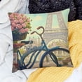 thumbnail image 2 of BANET Paris Throw Pillow Covers Blue Red Bike Flower Pillow Cases with Eiffel&nbsp;Tower Stamp Letters Pattern Wedding Decorations Cushion Cover 24x24in, 2 of 5