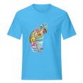 thumbnail image 4 of Puntoco Mujeres Niñas Tallas grandes Camisa con estampado de plumas Camiseta de manga corta Blusa tops Puntoco Puntoco-4292, 4 of 7