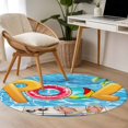 thumbnail image 6 of Round Area Rug 3ft,Summer Vacation Swimming Pool Washable Carpet Non-Slip Runner Accent Rugs Indoor Floor Mat for Bedroom Living Room Decor,Sunglasses Slippers Palm Tree, 6 of 9