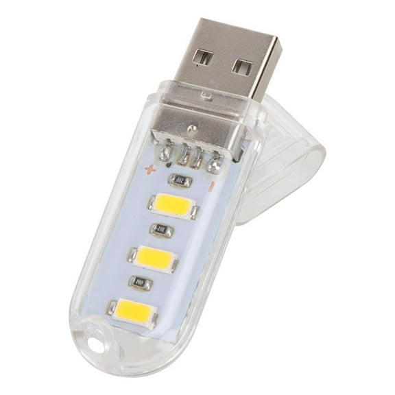 2PCS Mini Portable Bright 3 LED Night Light USB Lamp (Warm White)