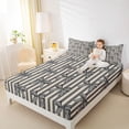 thumbnail image 4 of jejeloiu Ribbon Bow Tie Full Size Sheets,Gray Beige Striped Bed Sheets For Girl Teens 4 Pieces, 4 of 7