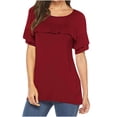 thumbnail image 1 of Moda mujer Casual cuello redondo jerseys manga corta volantes blusa camiseta Tops Pompotops  hfajkhk126461, 1 of 8