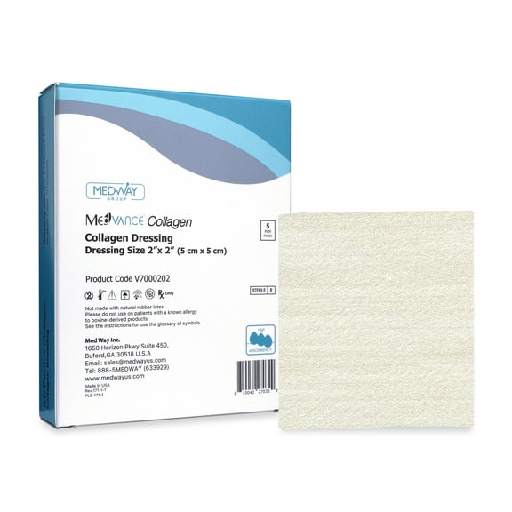 MedVance Collagen Dressing Pads, Box of 5 dressings (2"x2")