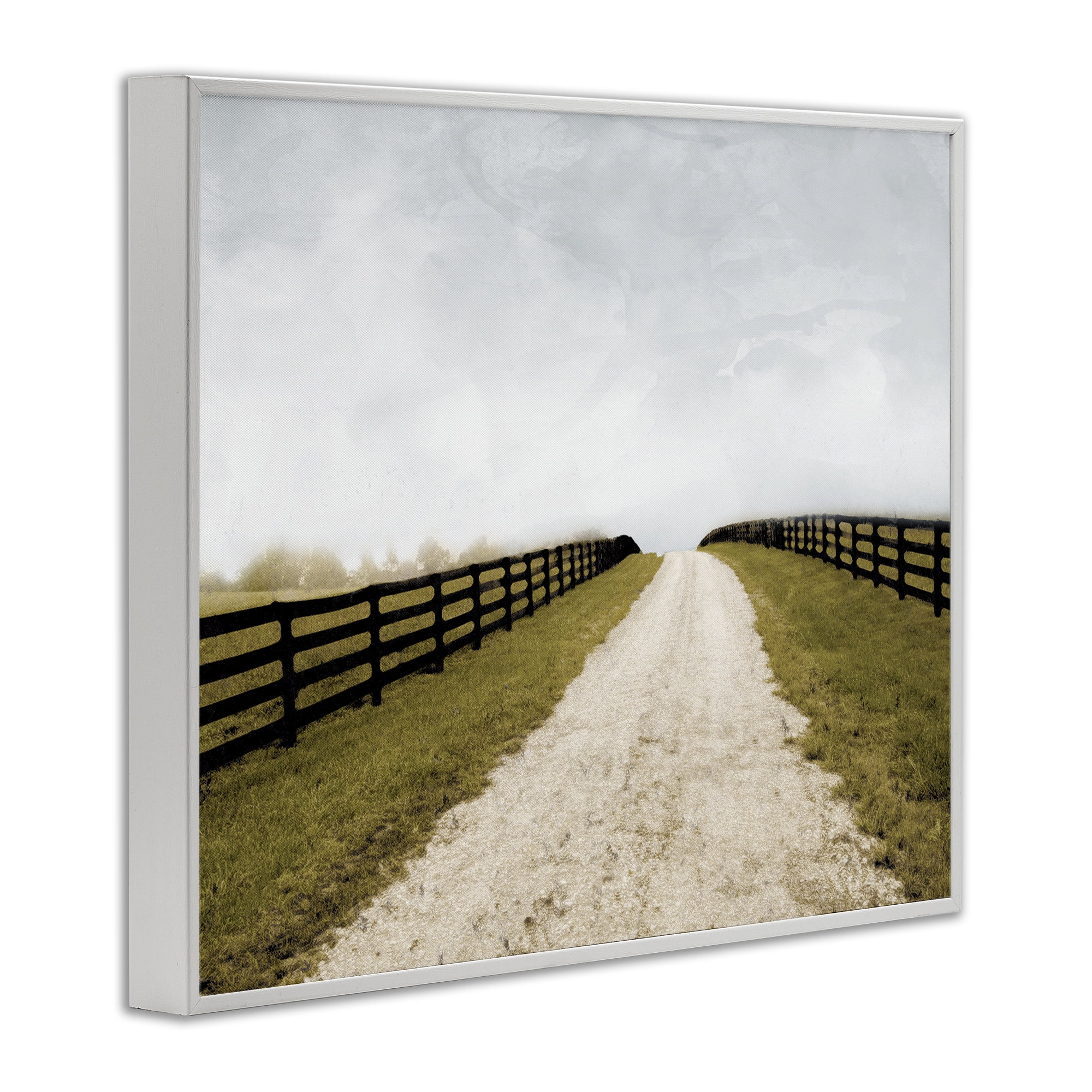 Stupell Industries Fenced Countryside Lane White Framed Giclee Art, design by Ynon Mabat