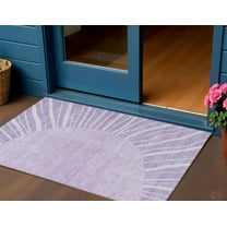 3' X 5' Lavender And Purple Abstract Washable Indoor Outdoor Area Rug
