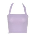 thumbnail image 2 of SUNSIOM Women Summer Crop Tops Solid Color Ribbed Knit Halter Off Shoulder Vest, 2 of 9