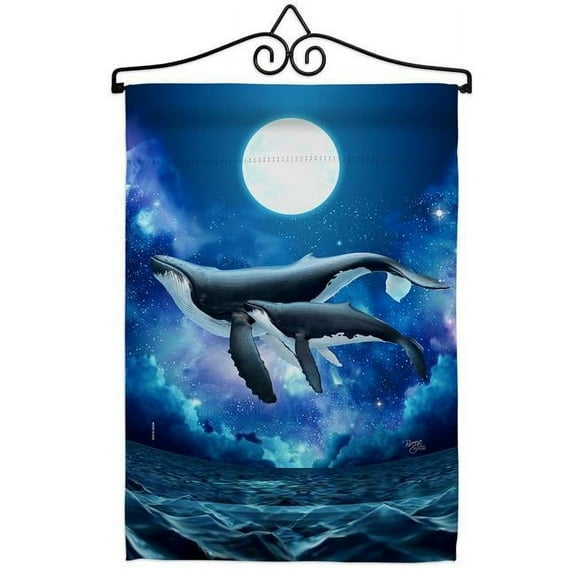 Breeze Decor G120268-BO Humpback Whales Animals Sea Creature 13 x 18.5. in. Double-Sided Decorative Horizontal House Garden Flag for Decoration Banner Yard Gift