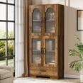 thumbnail image 3 of Tribesigns 72" Tall Bookcase with Drawer, Wooden Bookshelf with Doors and Adjustable Shelves for Living Room, 3 of 7