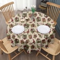 thumbnail image 3 of Beige Christmas Gift Pattern Round Tablecloth 60"x60",Wrinkle Wipeable Table Cloth for Kitchen Dining Room Picnic Patio Party, 3 of 6