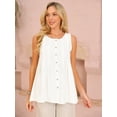 thumbnail image 4 of DARING DIVA Women's Linen Tank Tops Babydoll Sleeveless Shirts Peplum Blouse S White, 4 of 8