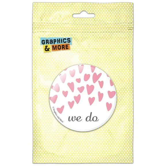 We Do Falling Pink Hearts Wedding Pinback Button Pin Badge