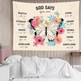 thumbnail image 4 of Inspirational Bible Verse Wall Tapestry with Butterfly and Pink Floral Design, Beige Background, 60 x 40 Inch Hanging Decor for Bedroom or Living Room, 4 of 5