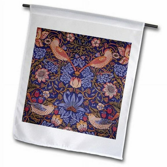 3dRose, Image of William Morris Strawberry Thief With Birds , 12 x 18 inch Garden Flag