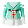 thumbnail image 1 of Femmes Noël T-shirt Manches Longues Col Rond Cartoon Wapiti Pulls Imprimés, 1 of 6