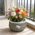 thumbnail image 4 of Bookk Woven Planter With Wooden Base Lace & Bow Decorative For Succulents And Indoor Liner Included, 4 of 6