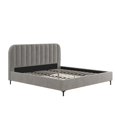 DHP Callie Upholstered Bed, King Size Frame, Light Gray Velvet