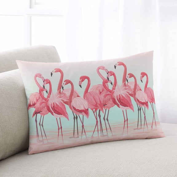 Pink Flamingo Standard Size Pillow Cover,Pillowcase Protectors with Zipper,Breathable Decorative Throw Pillow Case Cover,Summer Tropical Flamingo Hawaii Animals Pillow Shams for Couch Sofa 20x26Inch