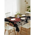 thumbnail image 2 of Bohemia Rectangle Tablecloth, Vintage Boho Floral Flowers Leaves Plants Black Waterproof & StainResistant Tablecloth, Washable Oil-proof Table Cover for Dining/Party/Wedding/Camping/Buffet 60x84 In, 2 of 9