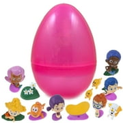 12 Bubble Guppy Figurines Inside Jumbo Glitter Easter Egg - Pre Filled To Save You Time - Use Our Durable Eggs Again - Favorite Characters Like Gil, Goby, Oona And Nonny - Perfect As Kids Party Favors