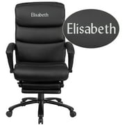Flash Furniture Personalized High Back Black LeatherSoft Reclining Ergonomic Office Chair with Adjustable Headrest, Coil Springs & Arms