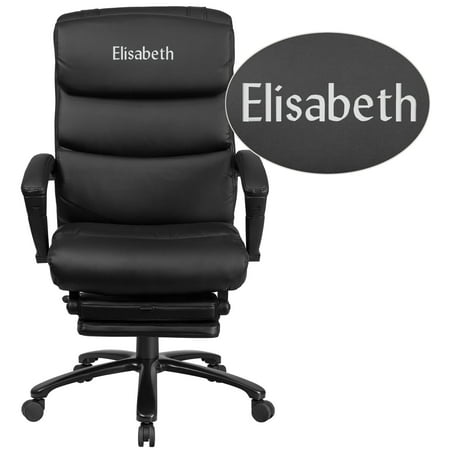 Flash Furniture Personalized High Back Black LeatherSoft Reclining Ergonomic Office Chair with Adjustable Headrest, Coil Springs & Arms